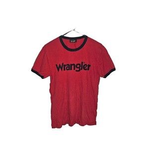 Wrangler Spellout T-shirt Mens Size L Red